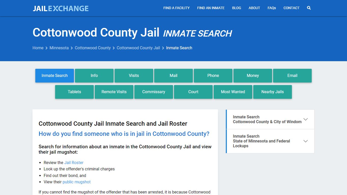 Inmate Search: Roster & Mugshots - Cottonwood County Jail, MN